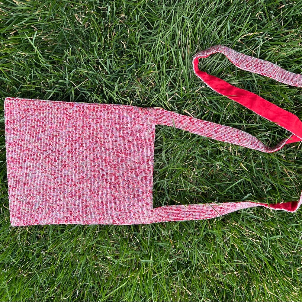 Vintage Lord & Taylor Red Beaded Crossbody Bag